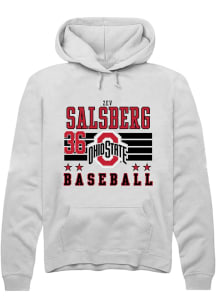 Zev Salsberg Rally Mens White Ohio State Buckeyes NIL Striped Hooded Sweatshirt