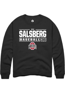 Zev Salsberg Rally Mens Black Ohio State Buckeyes NIL Stacked Box Crew Sweatshirt