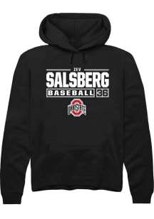 Zev Salsberg Rally Mens Black Ohio State Buckeyes NIL Stacked Box Hooded Sweatshirt