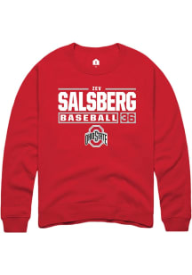 Zev Salsberg Rally Mens Red Ohio State Buckeyes NIL Stacked Box Crew Sweatshirt