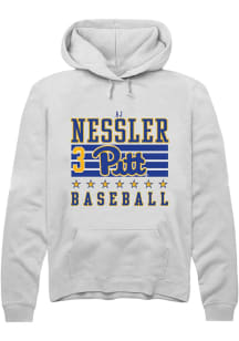 AJ Nessler Rally Mens White Pitt Panthers NIL Striped Hooded Sweatshirt