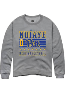 Amdy Ndiaye Rally Mens Grey Pitt Panthers NIL Striped Crew Sweatshirt