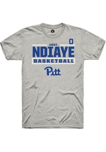 Amdy Ndiaye Ash Pitt Panthers NIL Stacked Box Short Sleeve T Shirt