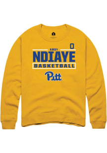 Amdy Ndiaye Rally Mens Gold Pitt Panthers NIL Stacked Box Crew Sweatshirt