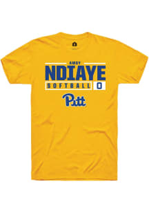 Amdy Ndiaye Gold Pitt Panthers NIL Stacked Box Short Sleeve T Shirt