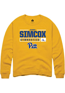 Darbi Simcox  Rally Pitt Panthers Mens Gold NIL Stacked Box Long Sleeve Crew Sweatshirt