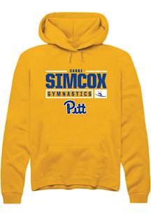 Darbi Simcox  Rally Pitt Panthers Mens Gold NIL Stacked Box Long Sleeve Hoodie