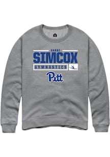 Darbi Simcox  Rally Pitt Panthers Mens Graphite NIL Stacked Box Long Sleeve Crew Sweatshirt