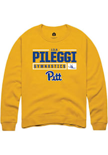 Lila Pileggi  Rally Pitt Panthers Mens Gold NIL Stacked Box Long Sleeve Crew Sweatshirt