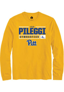 Lila Pileggi Rally Mens Gold Pitt Panthers NIL Stacked Box Tee