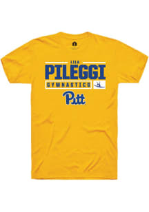 Lila Pileggi Gold Pitt Panthers NIL Stacked Box Short Sleeve T Shirt