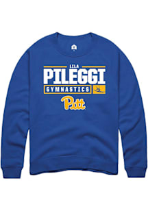 Lila Pileggi  Rally Pitt Panthers Mens Blue NIL Stacked Box Long Sleeve Crew Sweatshirt