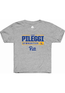 Lila Pileggi Rally Youth Grey Pitt Panthers NIL Stacked Box Short Sleeve T-Shirt