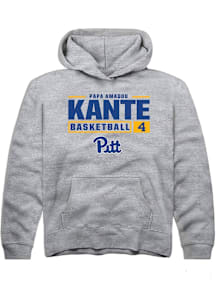 Papa Amadou Kante  Rally Pitt Panthers Youth Grey NIL Stacked Box Long Sleeve Hoodie