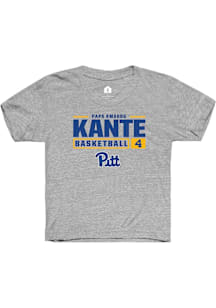 Papa Amadou Kante  Rally Pitt Panthers Youth Grey NIL Stacked Box Short Sleeve T-Shirt