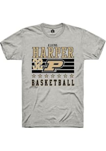 Alaina Harper Ash Purdue Boilermakers NIL Striped Short Sleeve T Shirt