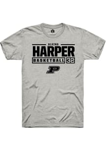 Alaina Harper Ash Purdue Boilermakers NIL Stacked Box Short Sleeve T Shirt