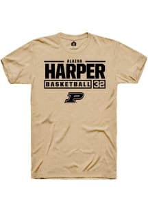 Alaina Harper Tan Purdue Boilermakers NIL Stacked Box Short Sleeve T Shirt
