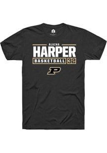 Alaina Harper Black Purdue Boilermakers NIL Stacked Box Short Sleeve T Shirt