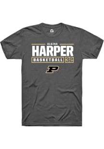Alaina Harper Grey Purdue Boilermakers NIL Stacked Box Short Sleeve T Shirt