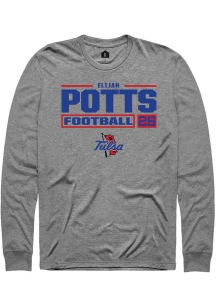 Elijah Potts Rally Mens Graphite Tulsa Golden Hurricane NIL Stacked Box Tee