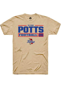 Elijah Potts Tan Tulsa Golden Hurricane NIL Stacked Box Short Sleeve T Shirt