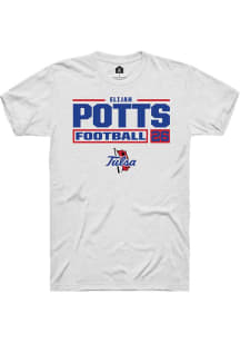 Elijah Potts White Tulsa Golden Hurricane NIL Stacked Box Short Sleeve T Shirt