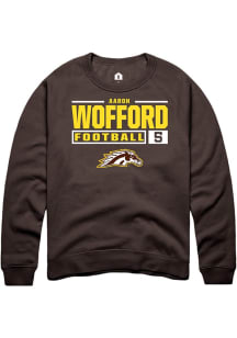 Aaron Wofford Rally Mens Brown Western Michigan Broncos NIL Stacked Box Crew Sweatshirt