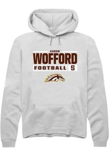 Aaron Wofford Rally Mens White Western Michigan Broncos NIL Stacked Box Hooded Sweatshirt