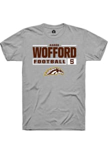 Aaron Wofford Grey Western Michigan Broncos NIL Stacked Box Short Sleeve T Shirt