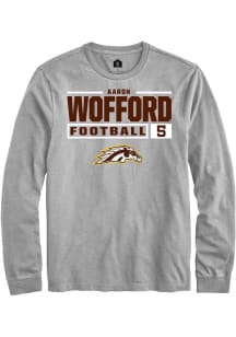 Aaron Wofford Rally Mens Grey Western Michigan Broncos NIL Stacked Box Tee