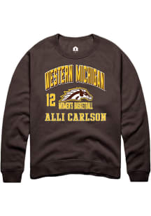 Alli Carlson Rally Mens Brown Western Michigan Broncos NIL Arch Logo Crew Sweatshirt