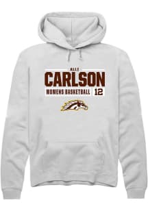 Alli Carlson Rally Mens White Western Michigan Broncos NIL Stacked Box Hooded Sweatshirt