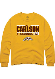 Alli Carlson Rally Mens Gold Western Michigan Broncos NIL Stacked Box Crew Sweatshirt