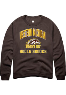 Bella Brooks Rally Mens Brown Western Michigan Broncos NIL Arch Logo Crew Sweatshirt