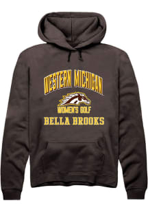 Bella Brooks Rally Mens Brown Western Michigan Broncos NIL Arch Logo Hooded Sweatshirt