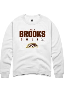 Bella Brooks Rally Mens White Western Michigan Broncos NIL Stacked Box Crew Sweatshirt