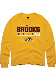 Bella Brooks Rally Mens Gold Western Michigan Broncos NIL Stacked Box Crew Sweatshirt
