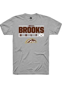 Bella Brooks Grey Western Michigan Broncos NIL Stacked Box Short Sleeve T Shirt