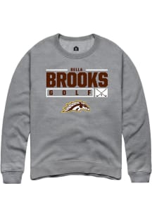 Bella Brooks Rally Mens Grey Western Michigan Broncos NIL Stacked Box Crew Sweatshirt