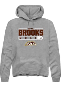 Bella Brooks Rally Mens Grey Western Michigan Broncos NIL Stacked Box Hooded Sweatshirt
