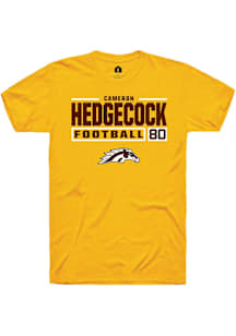 Cameron Hedgecock  Western Michigan Broncos Gold Rally Football NIL Stacked Box Short Sleeve T Shi..