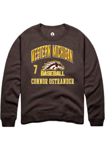 Connor Ostrander Rally Mens Brown Western Michigan Broncos NIL Arch Logo Crew Sweatshirt