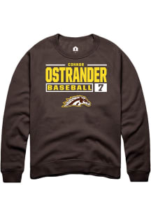 Connor Ostrander Rally Mens Brown Western Michigan Broncos NIL Stacked Box Crew Sweatshirt