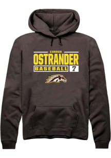 Connor Ostrander Rally Mens Brown Western Michigan Broncos NIL Stacked Box Hooded Sweatshirt