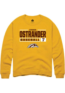 Connor Ostrander Rally Mens Gold Western Michigan Broncos NIL Stacked Box Crew Sweatshirt