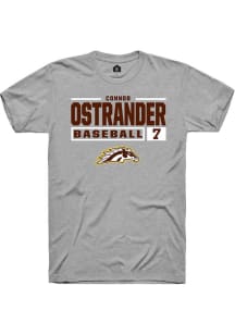 Connor Ostrander Grey Western Michigan Broncos NIL Stacked Box Short Sleeve T Shirt