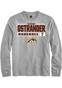 Connor Ostrander Rally Mens Grey Western Michigan Broncos NIL Stacked Box Tee