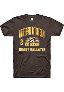 Grady Gallatin Brown Western Michigan Broncos NIL Arch Logo Short Sleeve T Shirt