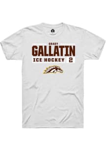 Grady Gallatin White Western Michigan Broncos NIL Stacked Box Short Sleeve T Shirt